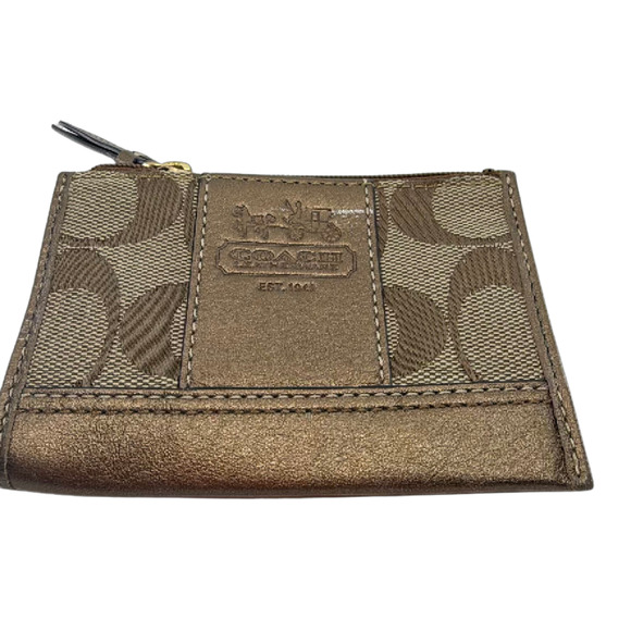 Coach Handbags - Coach Mini Skinny Brown Signature C Canvas Coin Case